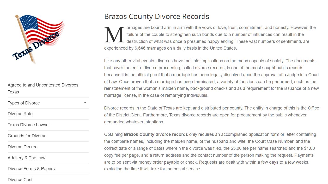 Brazos County Divorce Records – Divorce in Texas