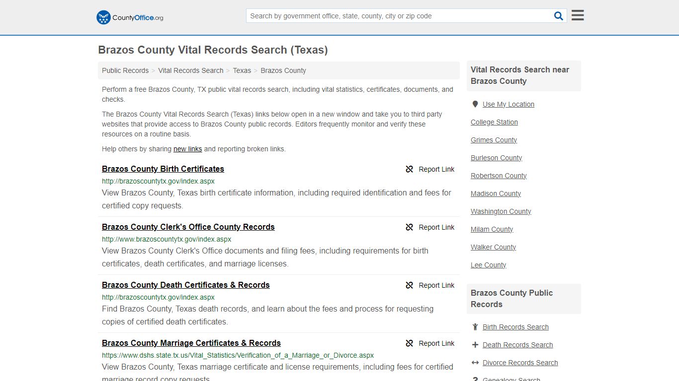 Brazos County Vital Records Search (Texas) - County Office